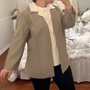 Sag Harbor Beige Checkered Blazer with Cream Collar
